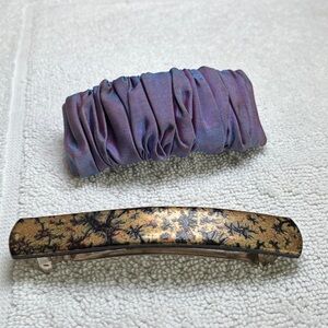Elegant Iridescent Bluish Purple and Gold Hair Accessories Set
